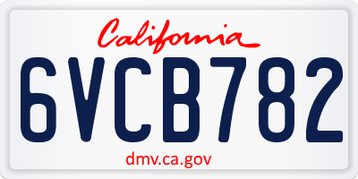 CA license plate 6VCB782