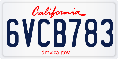 CA license plate 6VCB783