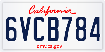 CA license plate 6VCB784