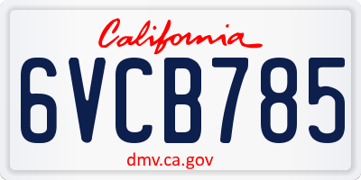 CA license plate 6VCB785