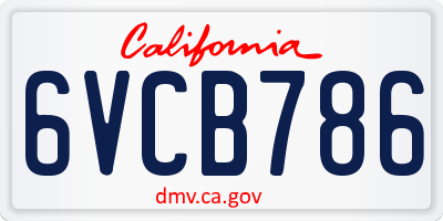 CA license plate 6VCB786