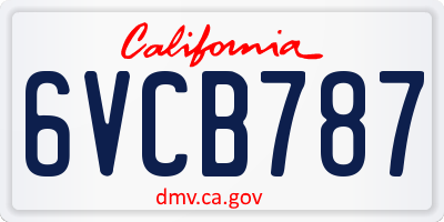 CA license plate 6VCB787