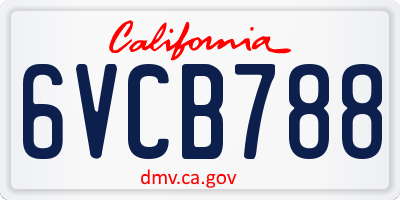 CA license plate 6VCB788