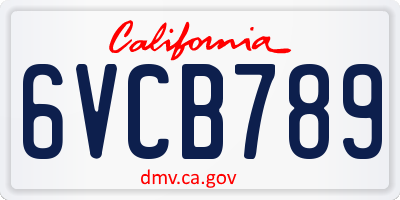 CA license plate 6VCB789