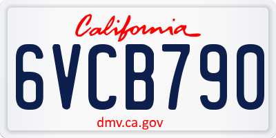 CA license plate 6VCB790