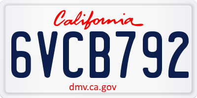 CA license plate 6VCB792
