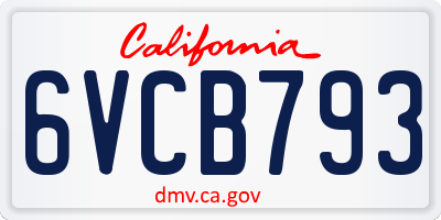 CA license plate 6VCB793