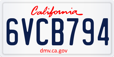 CA license plate 6VCB794