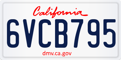 CA license plate 6VCB795