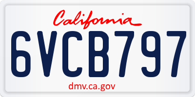 CA license plate 6VCB797