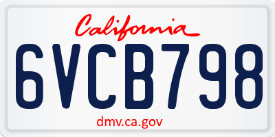 CA license plate 6VCB798
