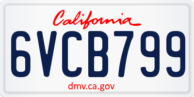 CA license plate 6VCB799