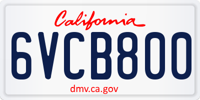 CA license plate 6VCB800