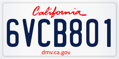 CA license plate 6VCB801