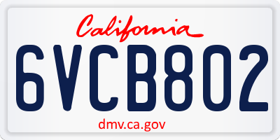 CA license plate 6VCB802
