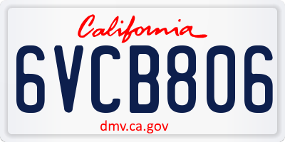 CA license plate 6VCB806