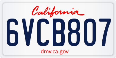 CA license plate 6VCB807