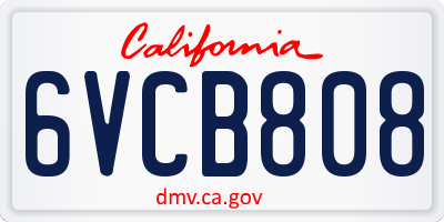 CA license plate 6VCB808
