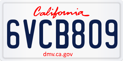 CA license plate 6VCB809