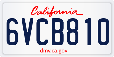 CA license plate 6VCB810