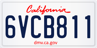 CA license plate 6VCB811