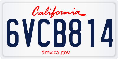 CA license plate 6VCB814