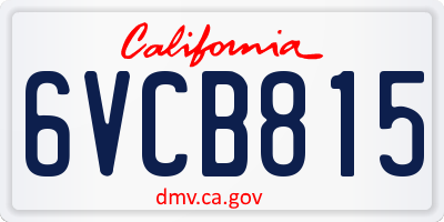 CA license plate 6VCB815