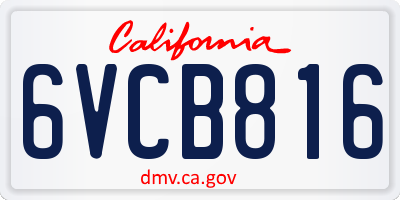 CA license plate 6VCB816