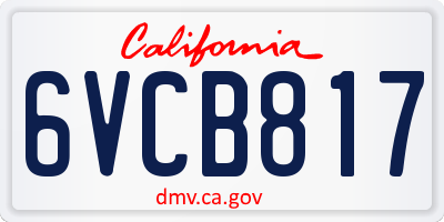 CA license plate 6VCB817