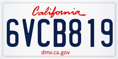 CA license plate 6VCB819