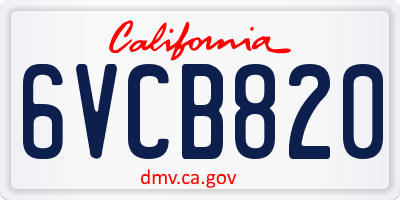 CA license plate 6VCB820