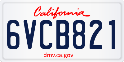CA license plate 6VCB821
