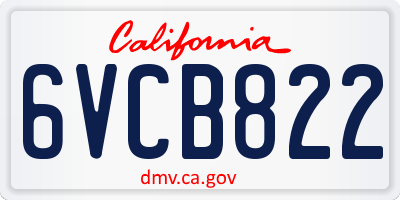 CA license plate 6VCB822