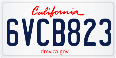 CA license plate 6VCB823