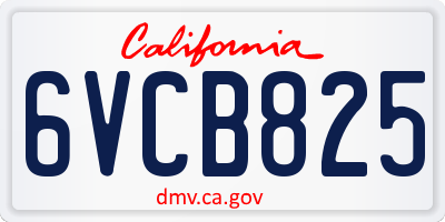 CA license plate 6VCB825