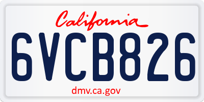 CA license plate 6VCB826