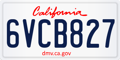 CA license plate 6VCB827