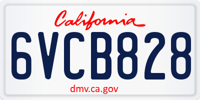 CA license plate 6VCB828