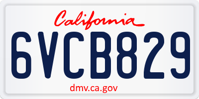CA license plate 6VCB829