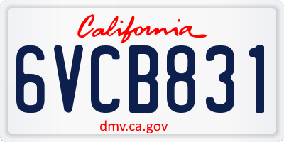 CA license plate 6VCB831