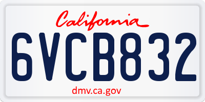 CA license plate 6VCB832