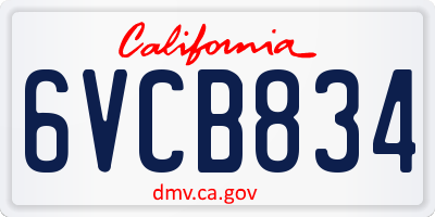 CA license plate 6VCB834