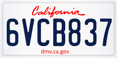 CA license plate 6VCB837