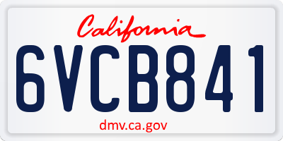 CA license plate 6VCB841