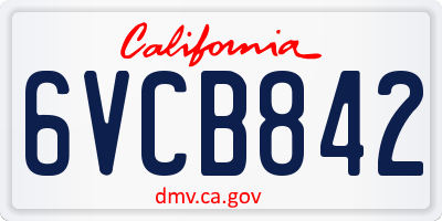 CA license plate 6VCB842