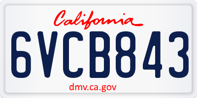 CA license plate 6VCB843