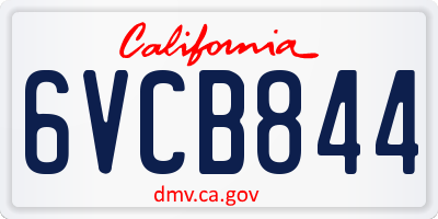 CA license plate 6VCB844