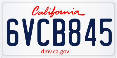 CA license plate 6VCB845