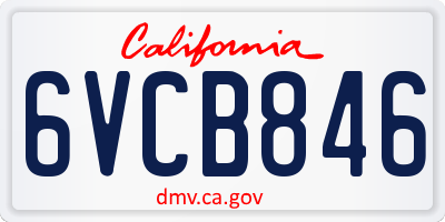 CA license plate 6VCB846
