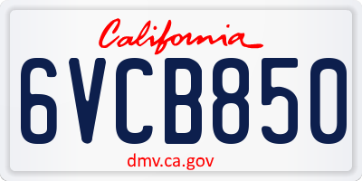 CA license plate 6VCB850